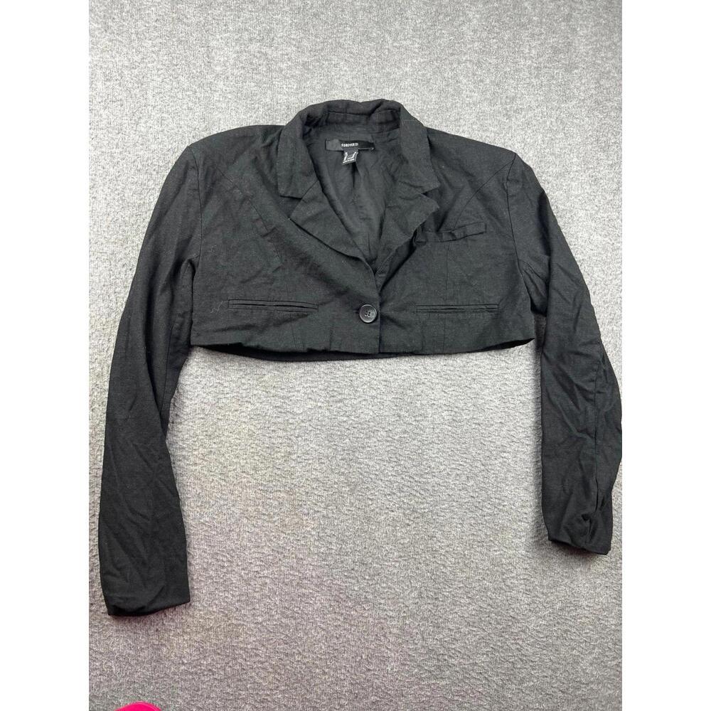 Forever 21 Black Cropped Blazer for Women Size Medium